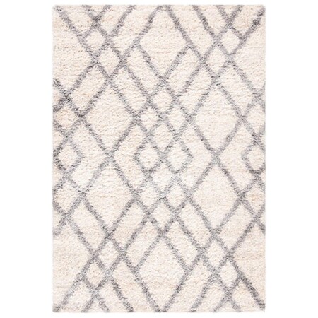 Safavieh 5 x 7 ft. Berber Shag 200 Rectangle Area Rug; Cream & Grey BER214A-57